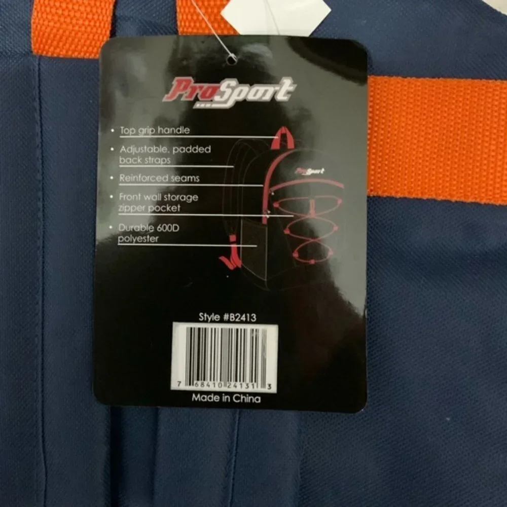Pro Sport Backpack Day Hike School Book Bag Adjustable Padded Straps Blue Orange